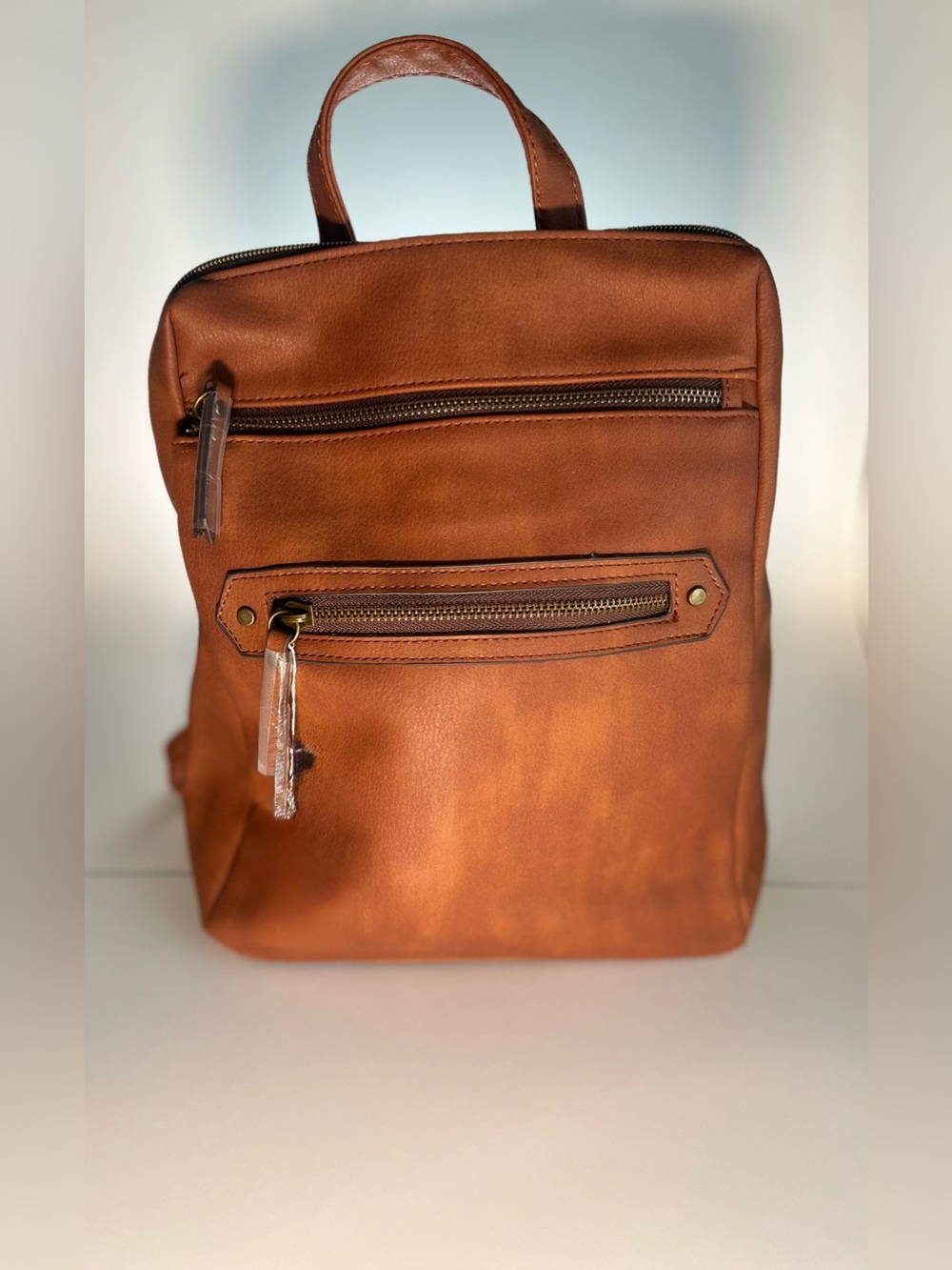 Women Tan Leather Backpack - Sleek Daily Carry